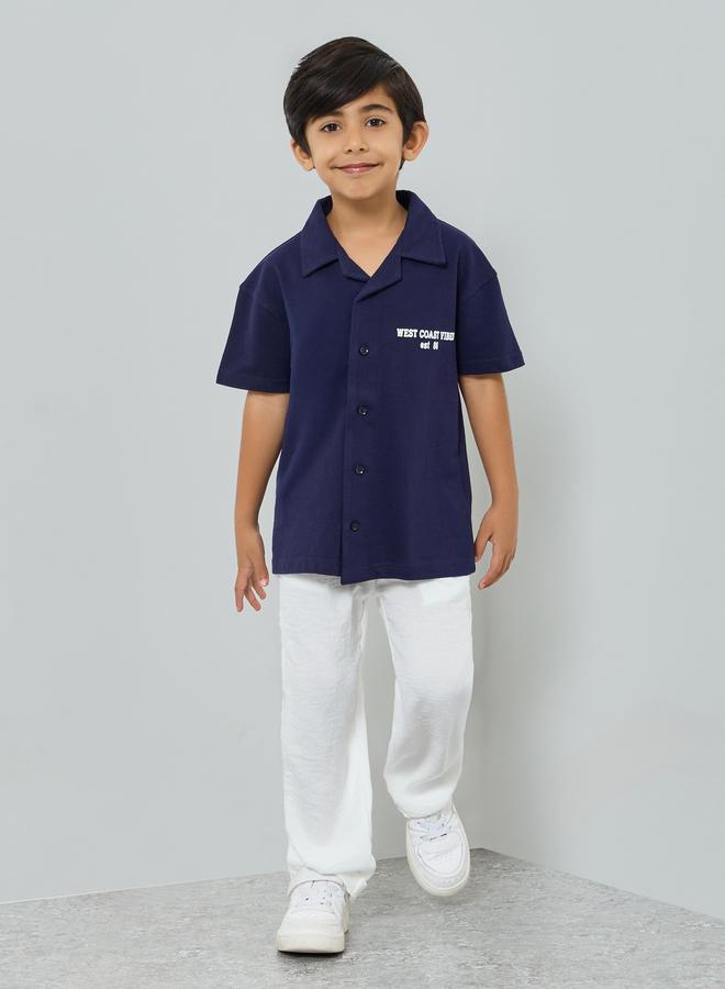 Styli Kids Off-White Solid Woven Pants With Drawcord - Image 1